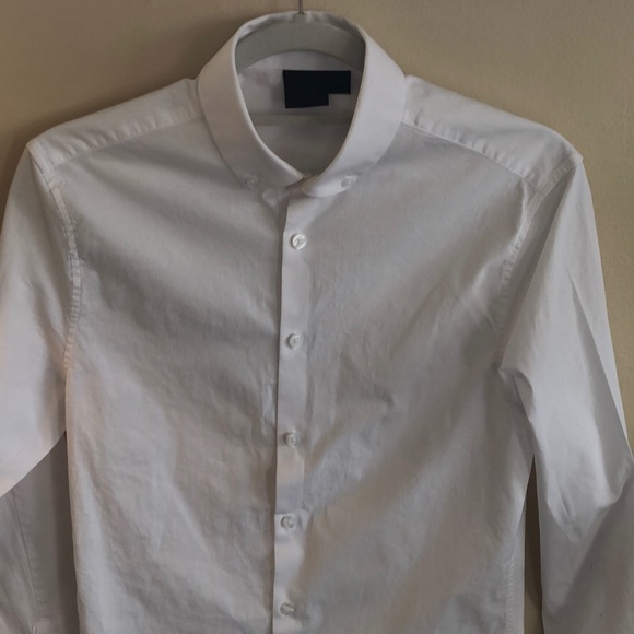 ASOS White Long Sleeve ButtonUp Collared Top SzSm - Picture 2 of 12